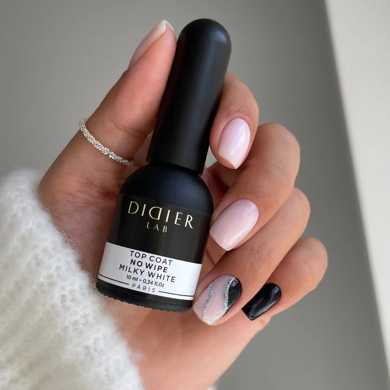 Top Coat No Wipe, Milky White, Didier Lab