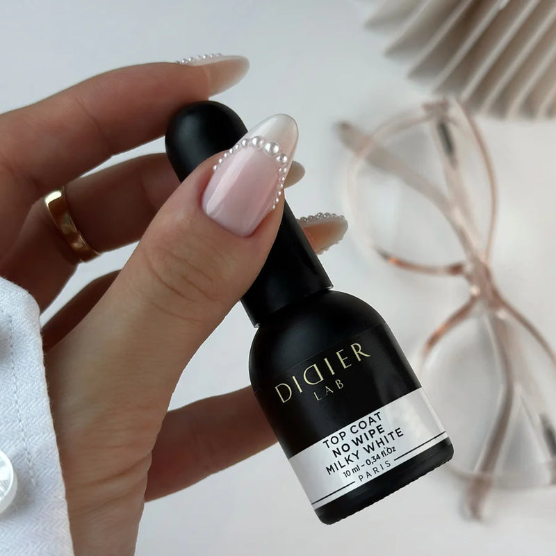 Top Coat No Wipe, Milky White, Didier Lab