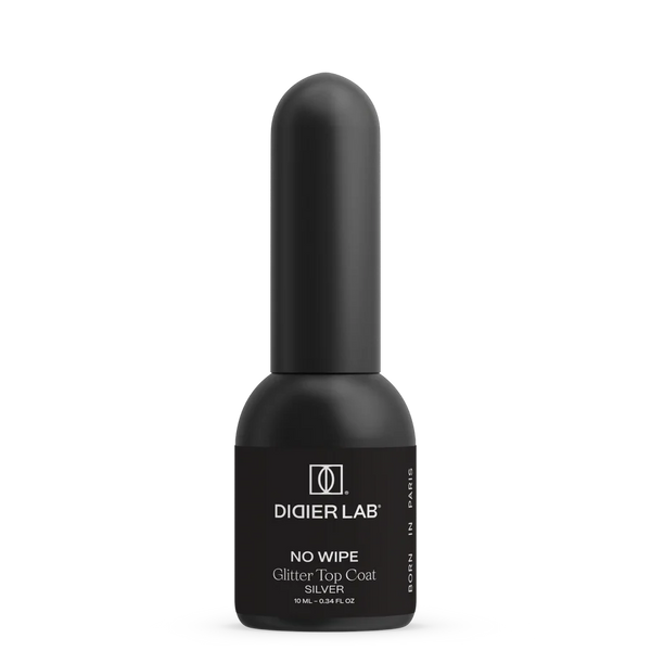 Glitter Top Coat No Wipe, Silver, Didier Lab