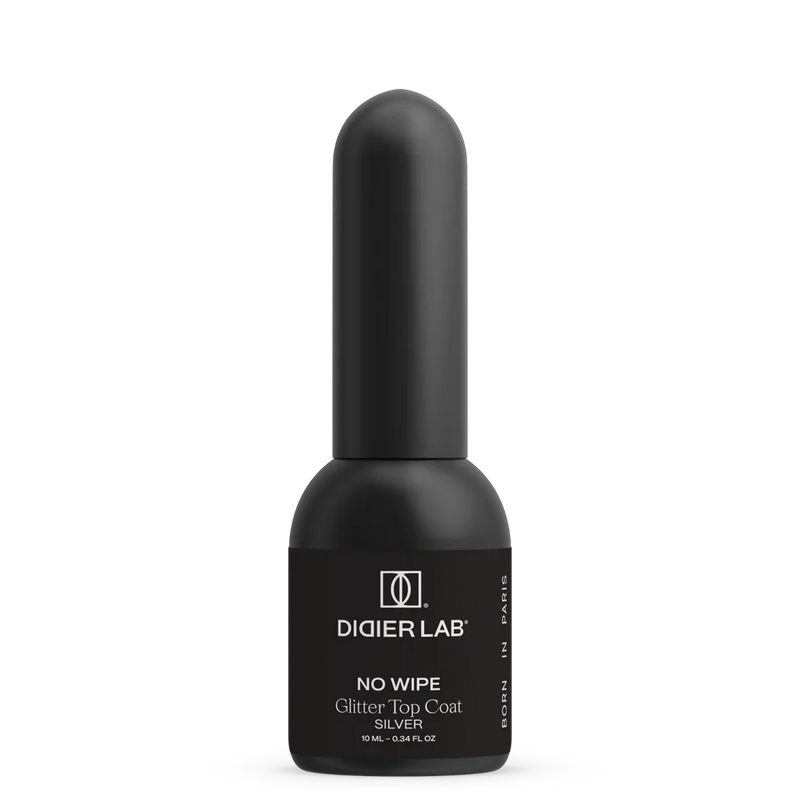 Glitter Top Coat No Wipe, Silver, Didier Lab